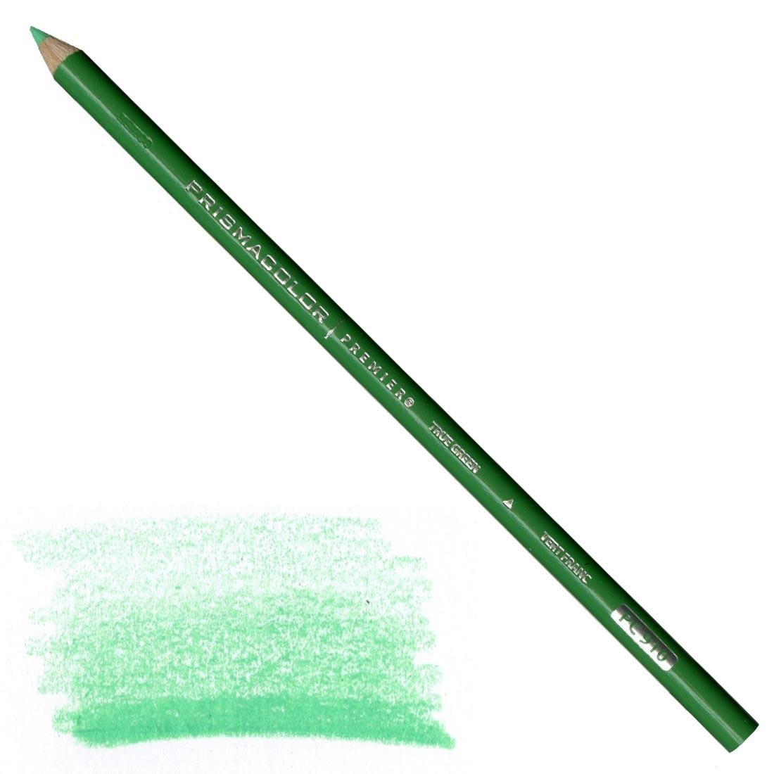 True Green Prismacolor Premier Colored Pencil with a sample colored swatch