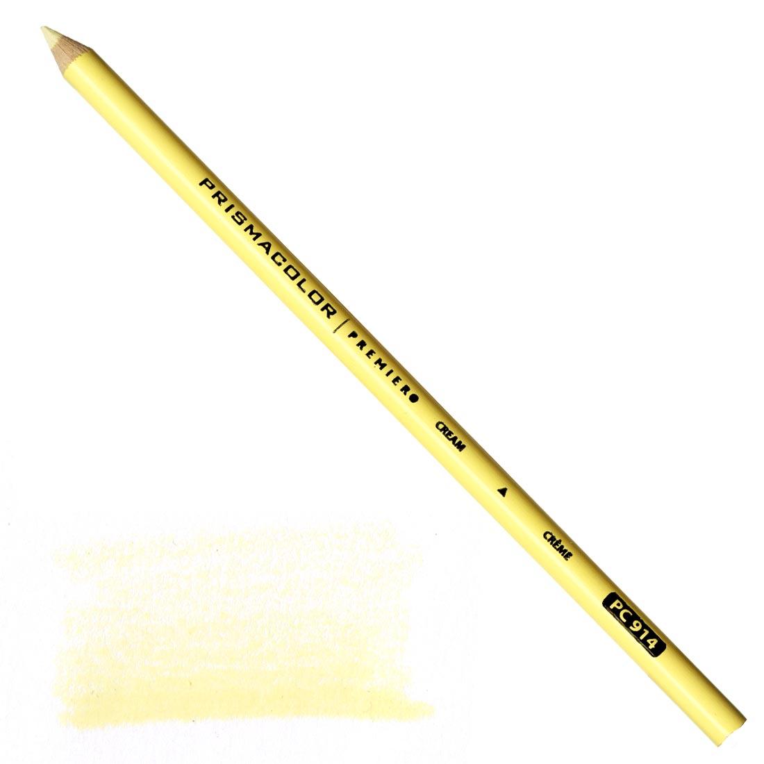 Cream Prismacolor Premier Colored Pencil with a sample colored swatch