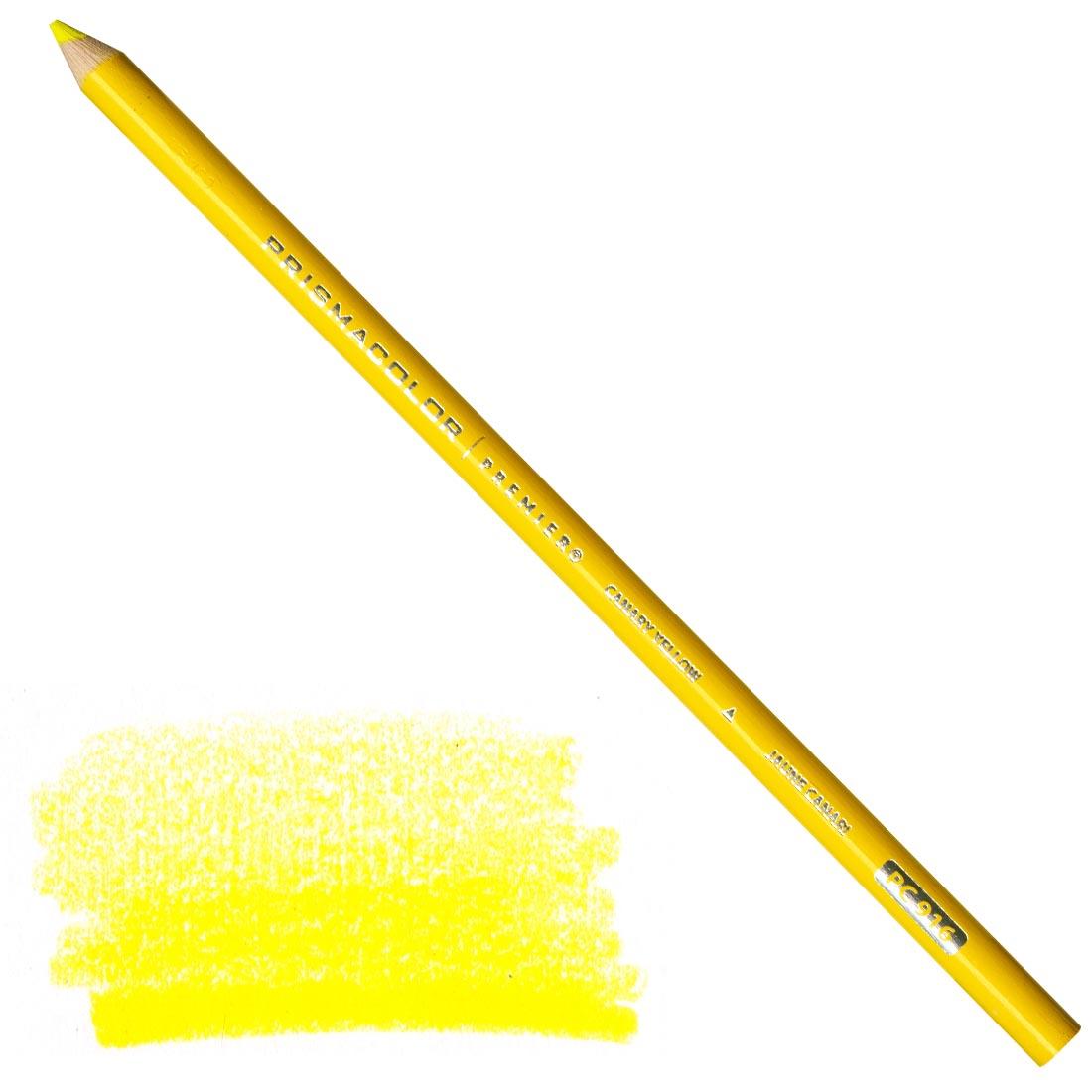 Canary Yellow Prismacolor Premier Colored Pencil with a sample colored swatch