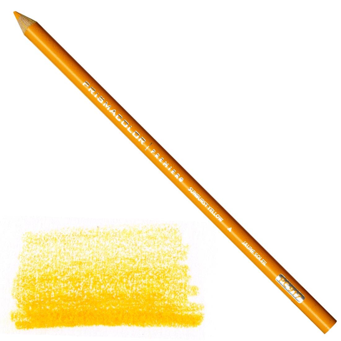 Sunburst Yellow Prismacolor Premier Colored Pencil with a sample colored swatch