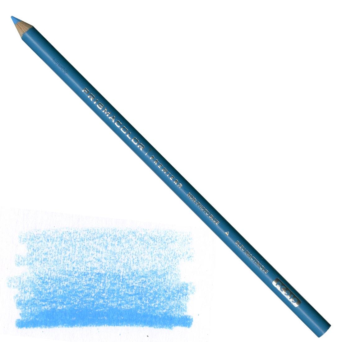 Non-Photo Blue Prismacolor Premier Colored Pencil with a sample colored swatch