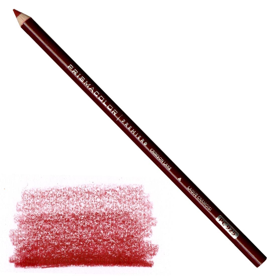 Crimson Lake Prismacolor Premier Colored Pencil with a sample colored swatch