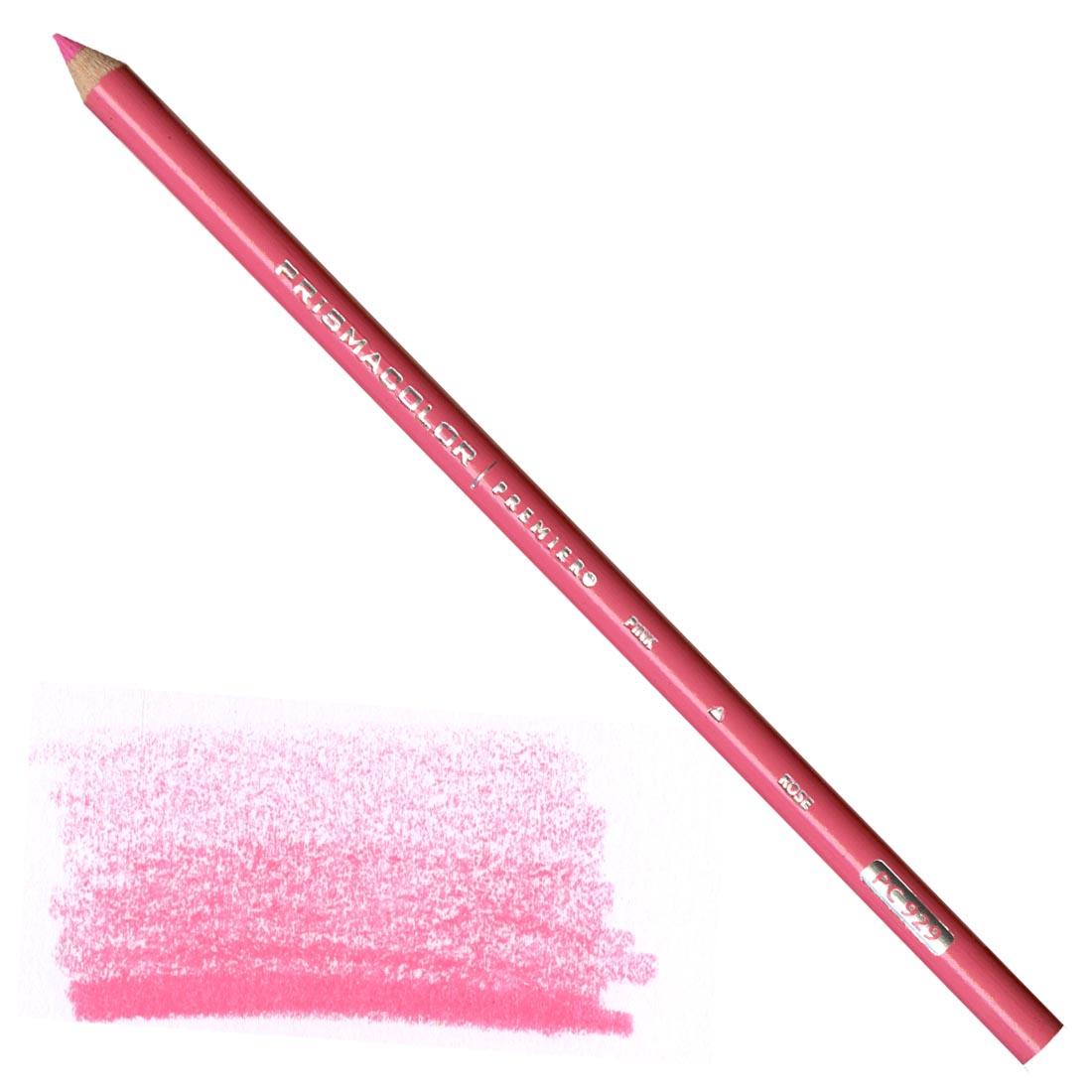 Pink Prismacolor Premier Colored Pencil with a sample colored swatch