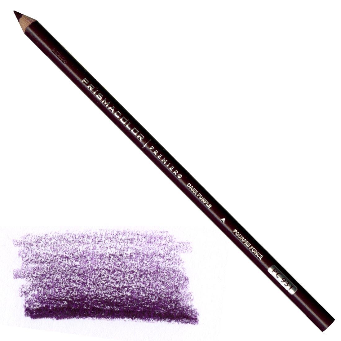 Dark Purple Prismacolor Premier Colored Pencil with a sample colored swatch