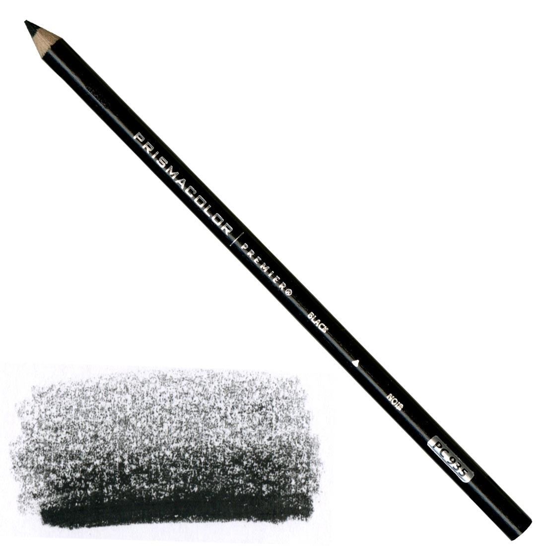 Black Prismacolor Premier Colored Pencil with a sample colored swatch