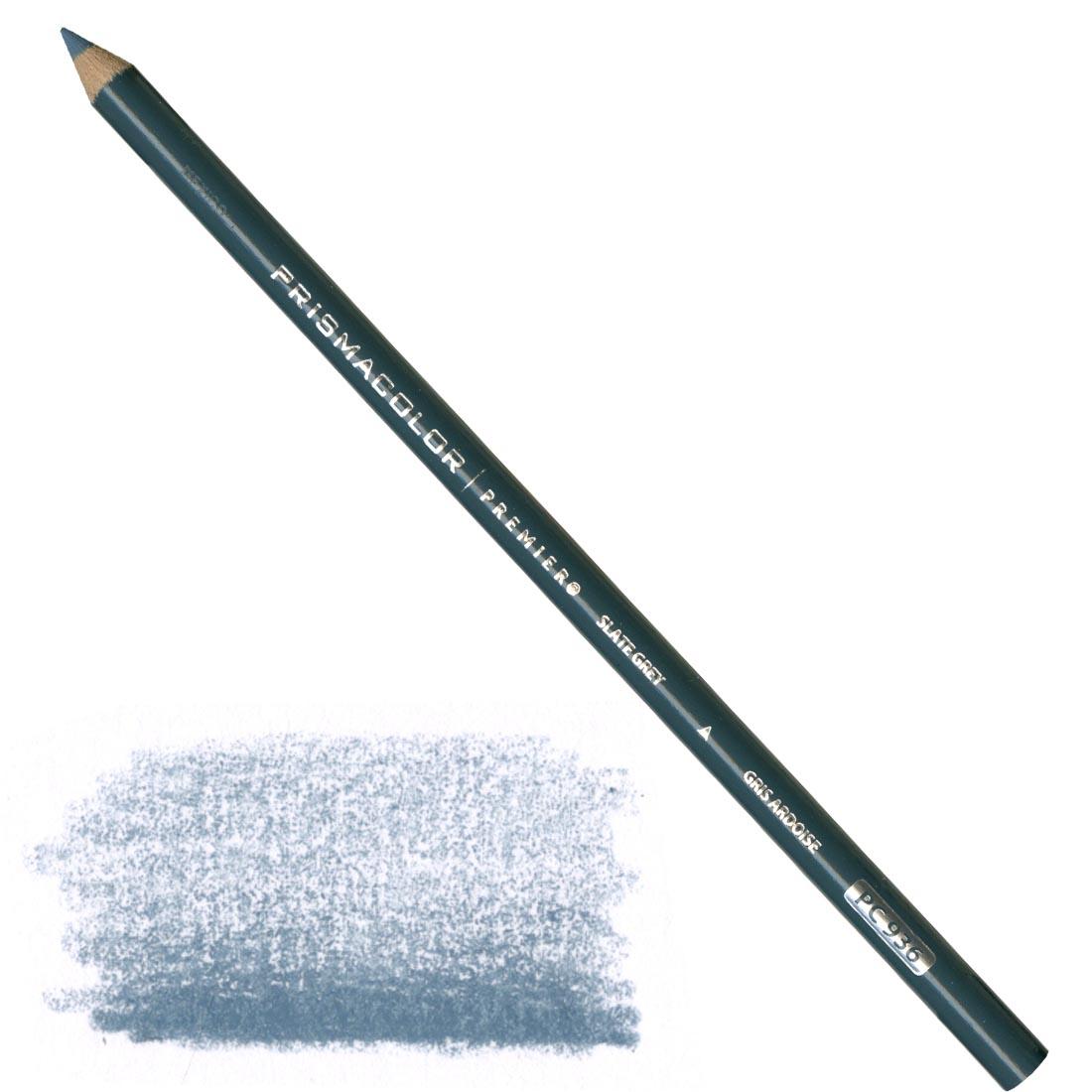 Slate Grey Prismacolor Premier Colored Pencil with a sample colored swatch