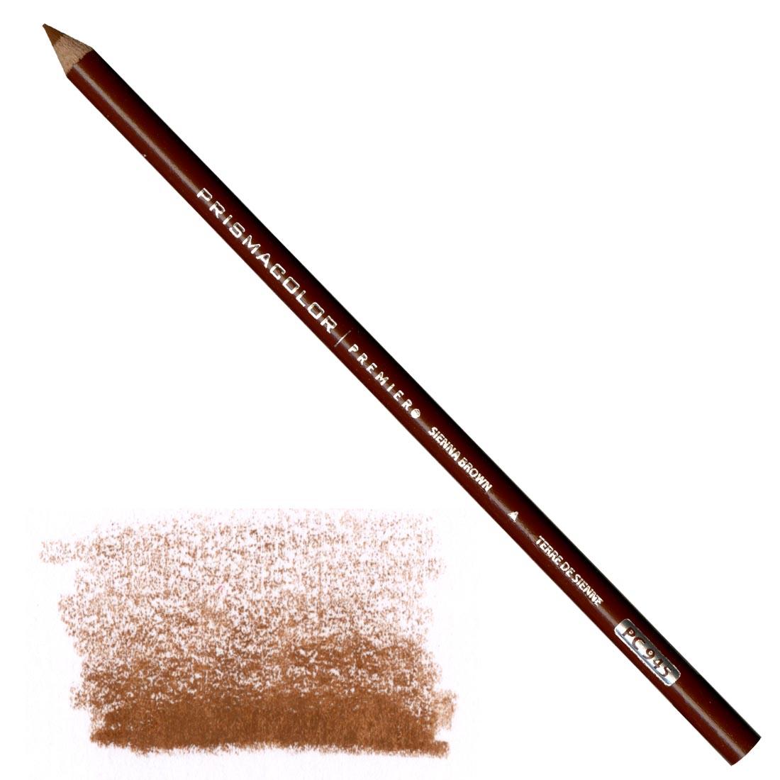 Sienna Brown Prismacolor Premier Colored Pencil with a sample colored swatch