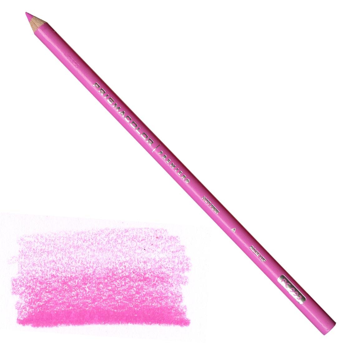 Hot Pink Prismacolor Premier Colored Pencil with a sample colored swatch