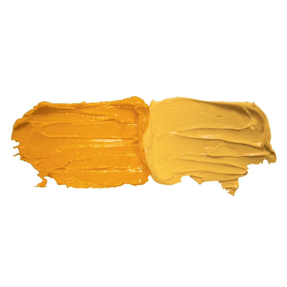 Cadmium Yellow Medium Grumbacher Pre-Tested Oil Paint samples; both full strength and mixed with white