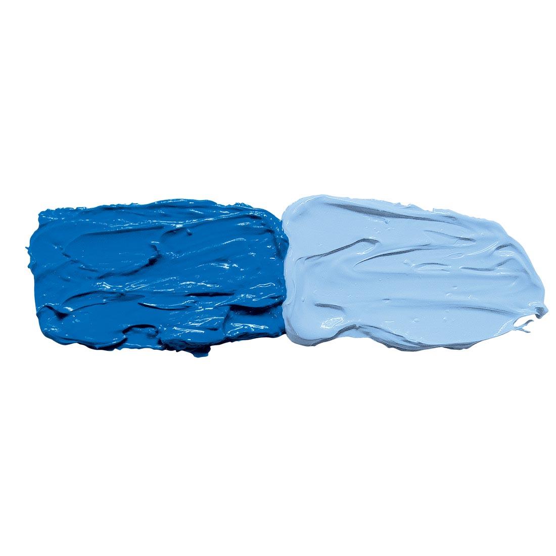 Cerulean Blue Grumbacher Pre-Tested Oil Paint samples; both full strength and mixed with white