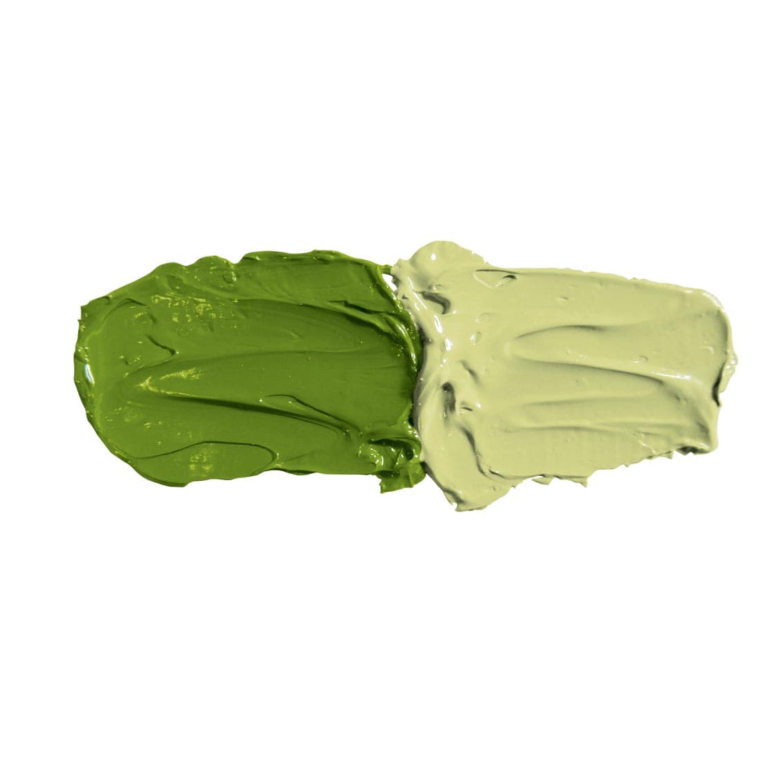 Green Gold Grumbacher Pre-Tested Oil Paint samples; both full strength and mixed with white