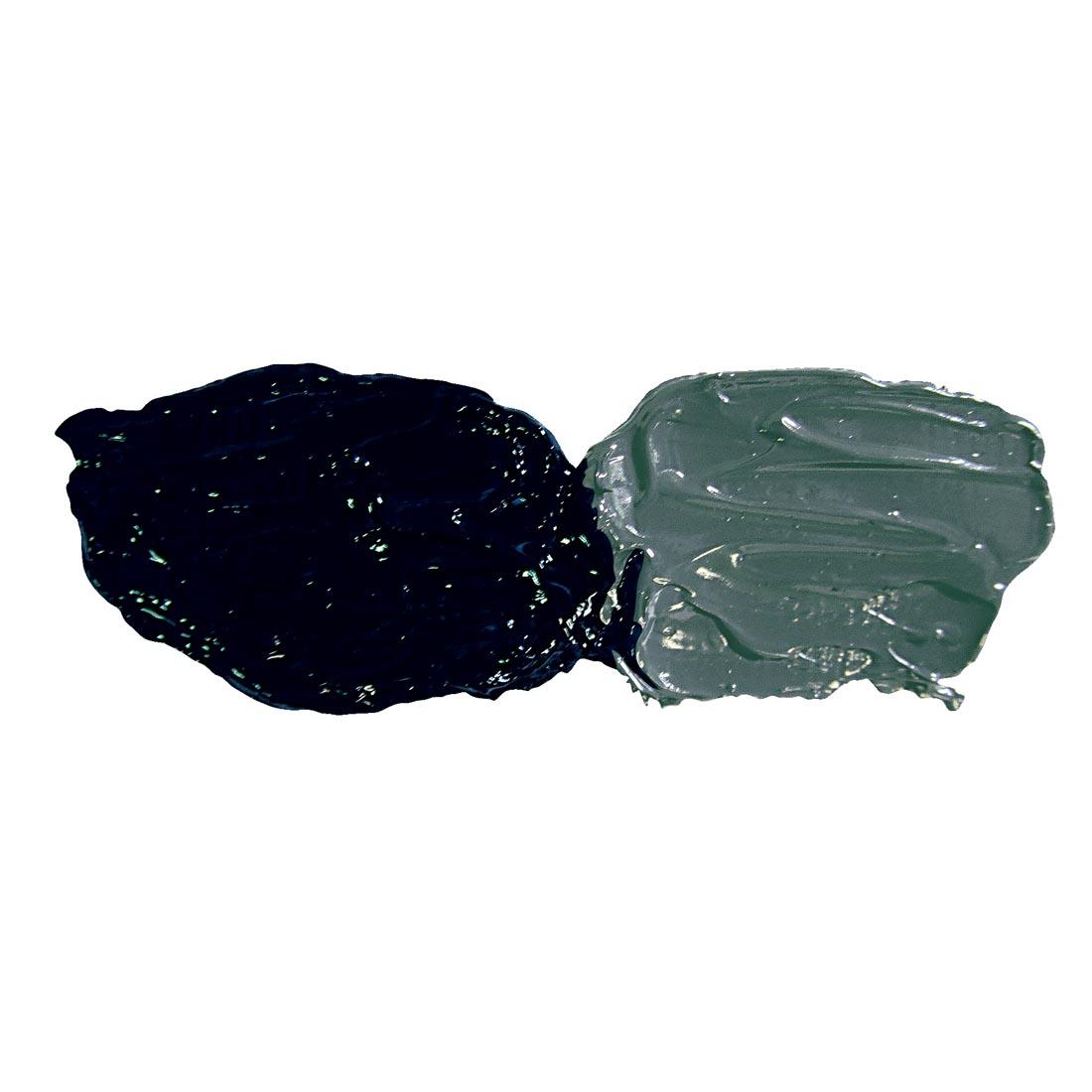 Mars Black Grumbacher Pre-Tested Oil Paint samples; both full strength and mixed with white