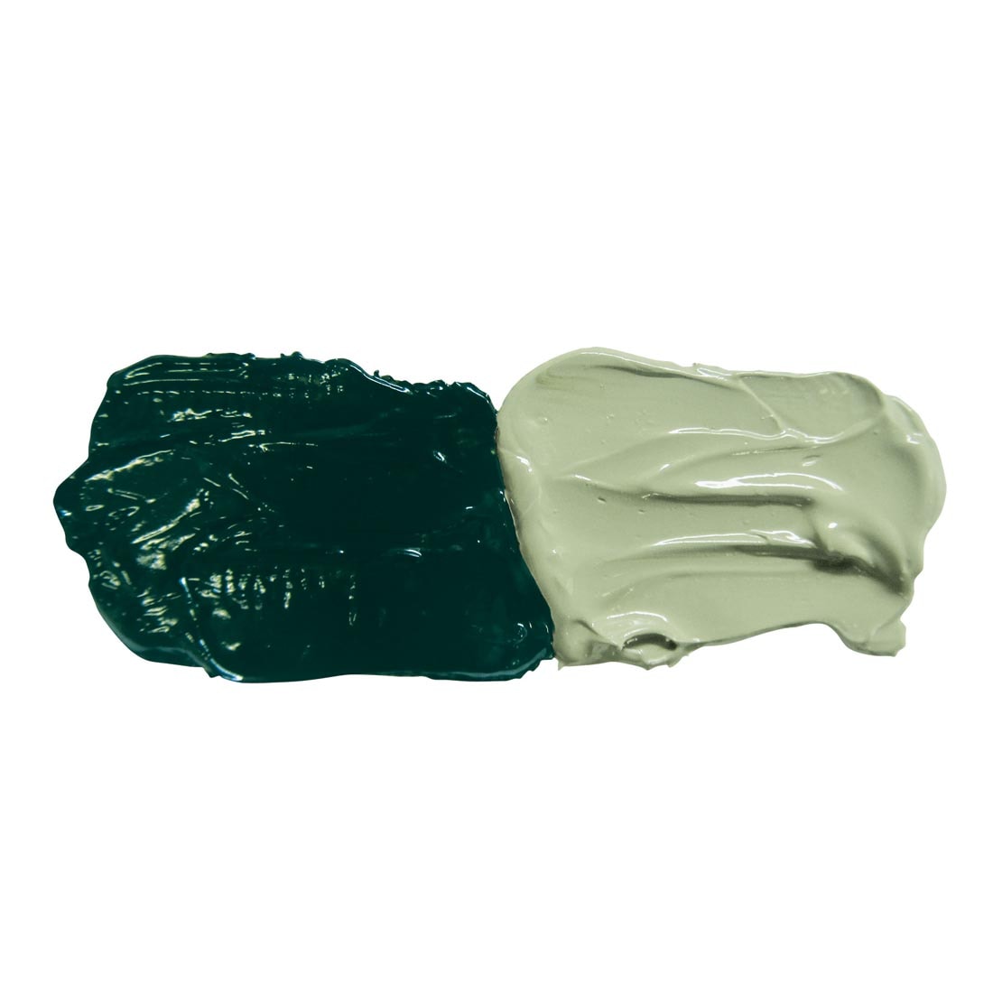 Olive Green Grumbacher Pre-Tested Oil Paint samples; both full strength and mixed with white