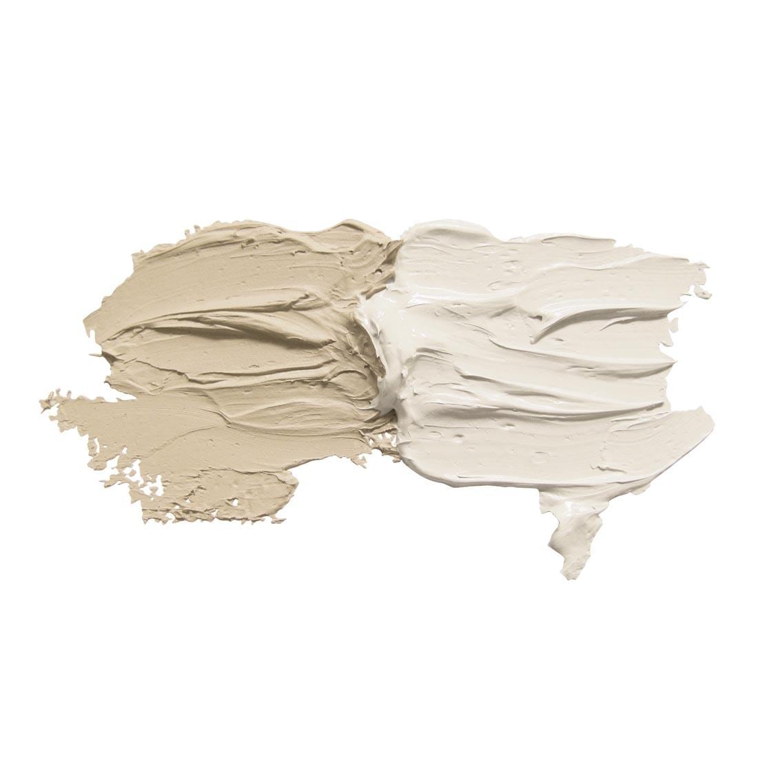 Unbleached Titanium Grumbacher Pre-Tested Oil Paint samples; both full strength and mixed with white