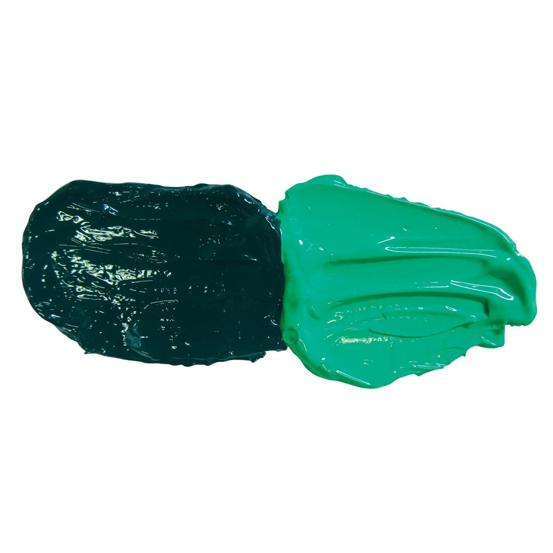 Thalo Green (Yellow Shade) Grumbacher Pre-Tested Oil Paint samples; both full strength and mixed with white