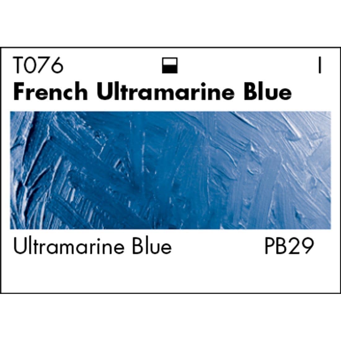 French Ultramarine Blue Grumbacher Academy Oil Color paint swatch with pigmentation listed