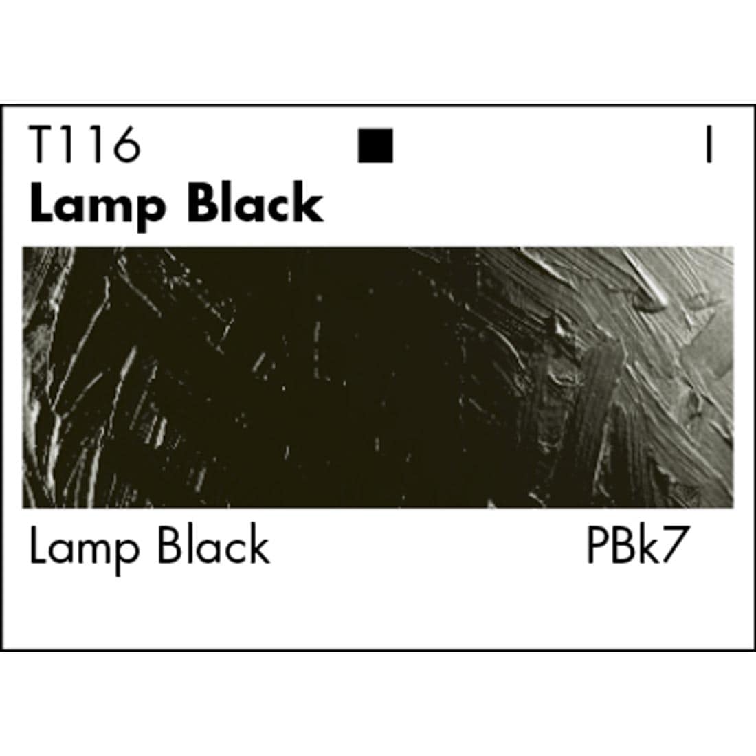 Lamp Black Grumbacher Academy Oil Color paint swatch with pigmentation listed