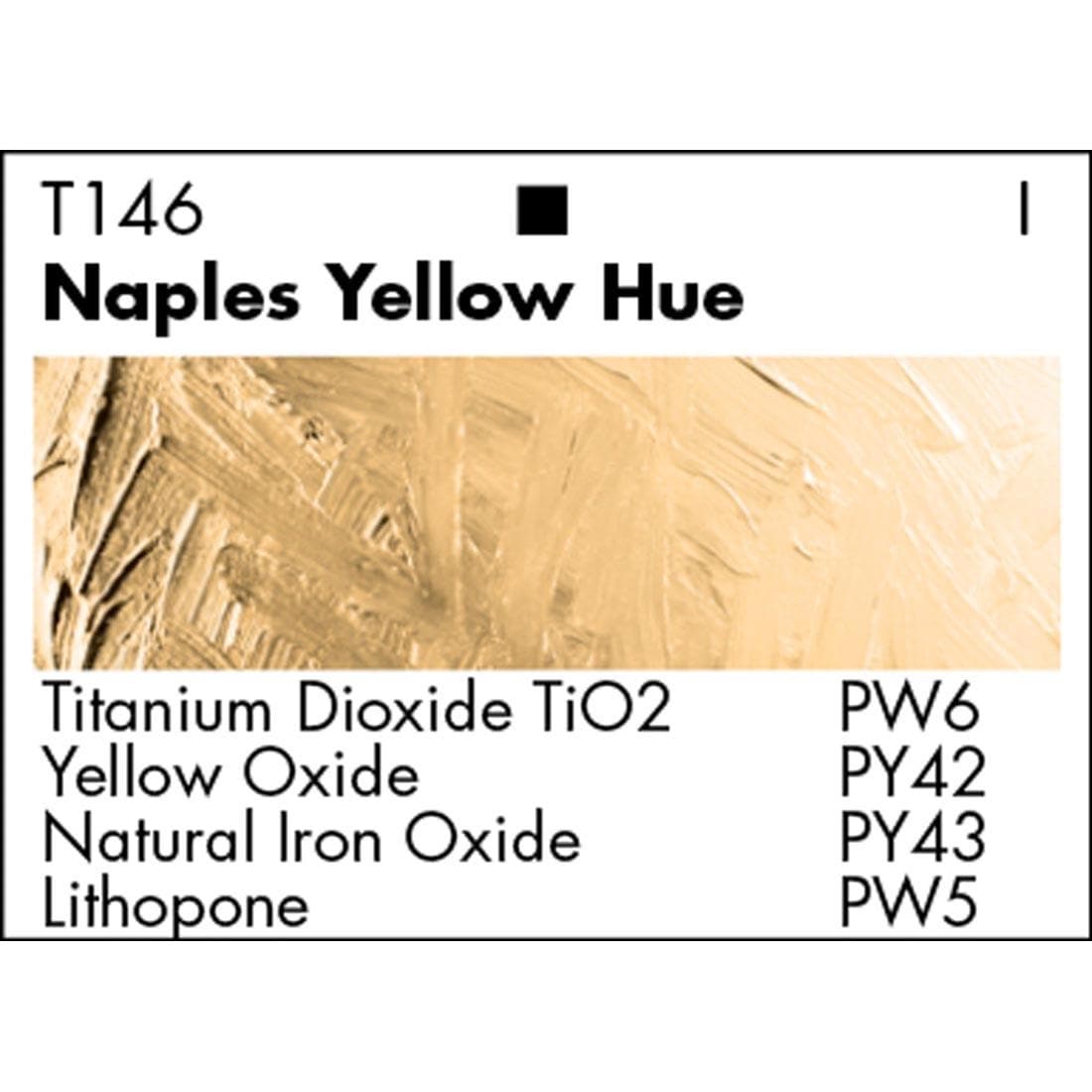 Naples Yellow Hue Grumbacher Academy Oil Color paint swatch with pigmentation listed