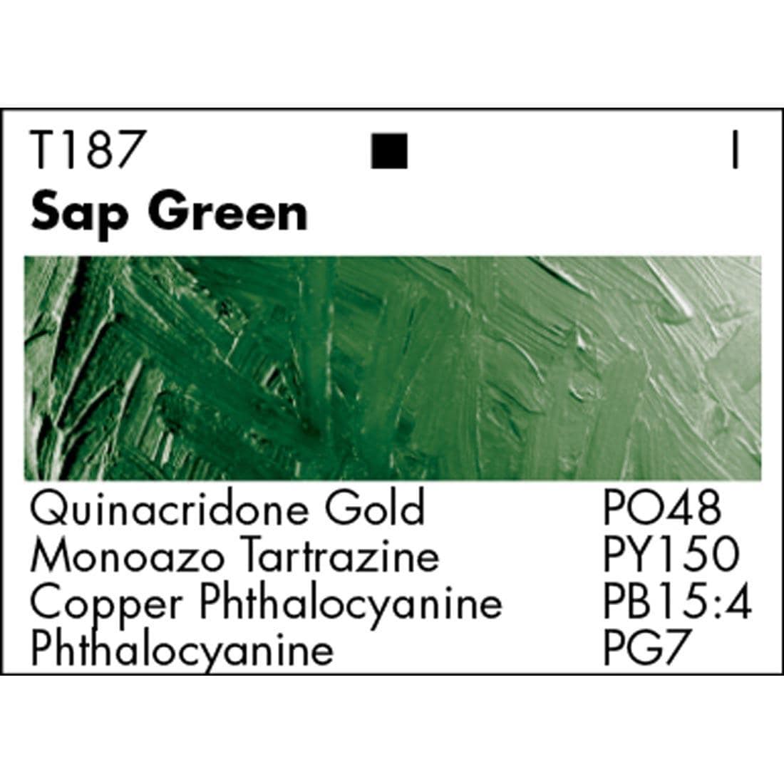 Sap Green Grumbacher Academy Oil Color paint swatch with pigmentation listed