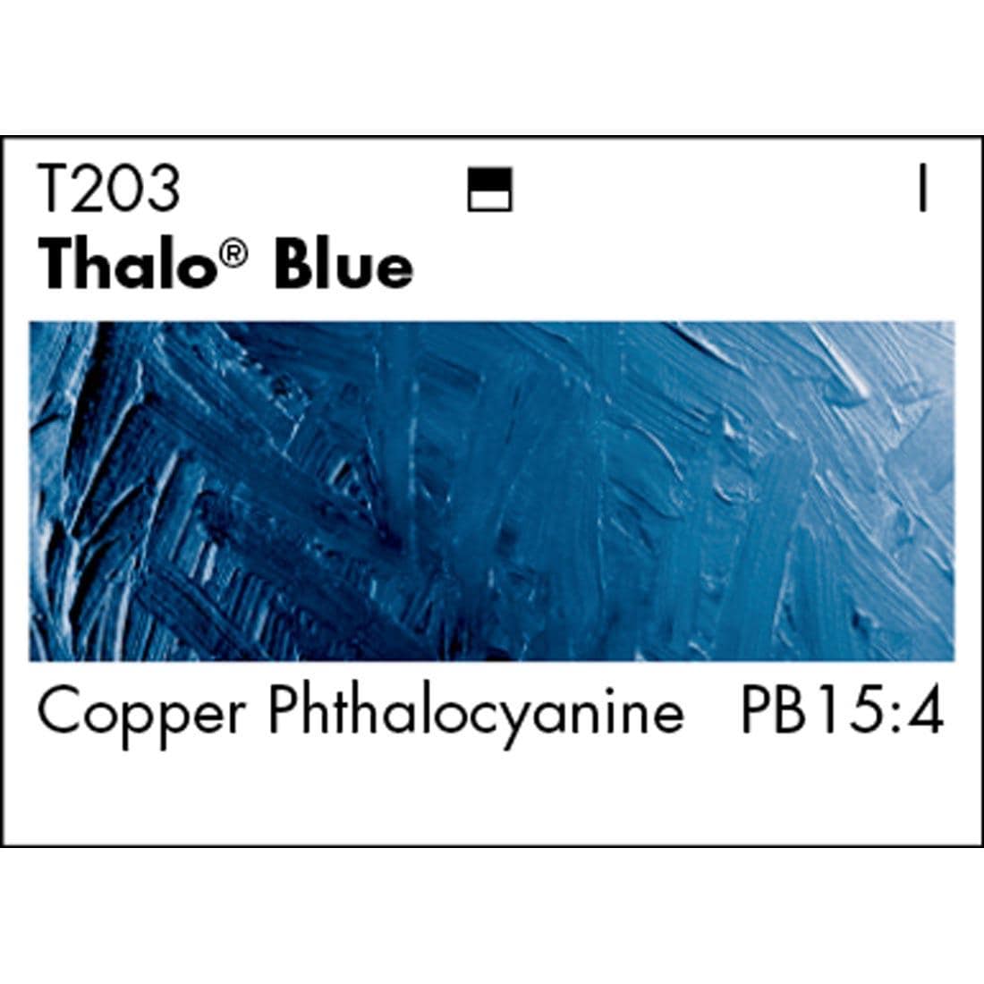 Thalo Blue Grumbacher Academy Oil Color paint swatch with pigmentation listed