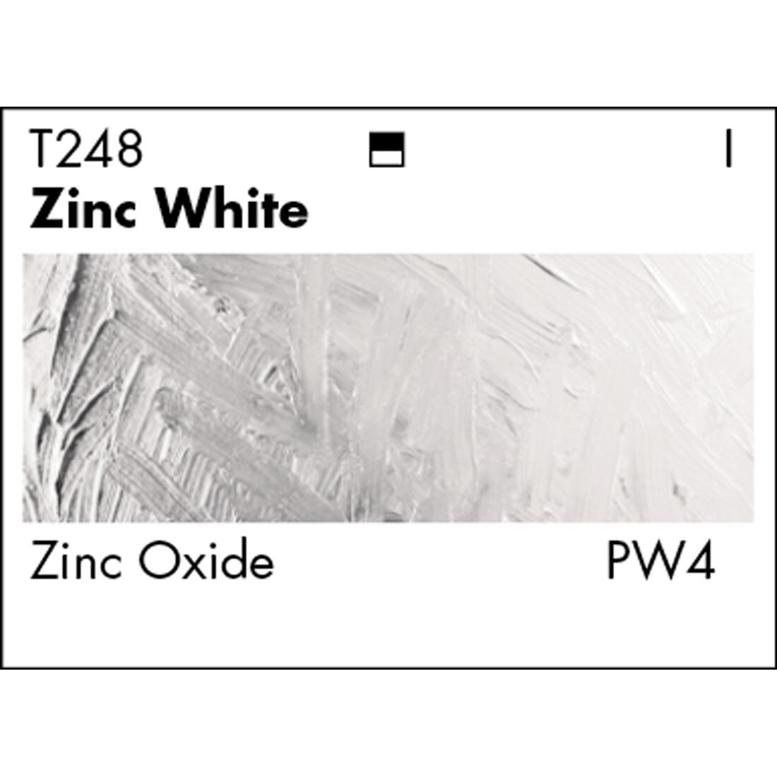 Zinc White Grumbacher Academy Oil Color paint swatch with pigmentation listed