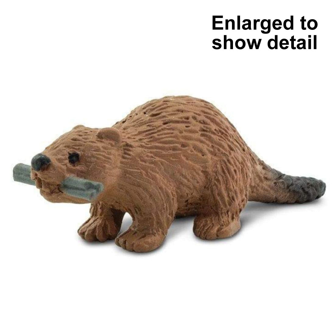 Beaver Mini Figurine with the text Enlarged to Show Detail