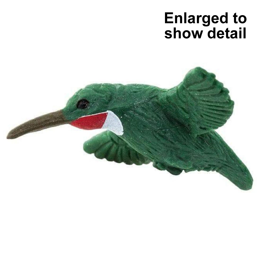 Hummingbird Mini Figurine with the text Enlarged to Show Detail