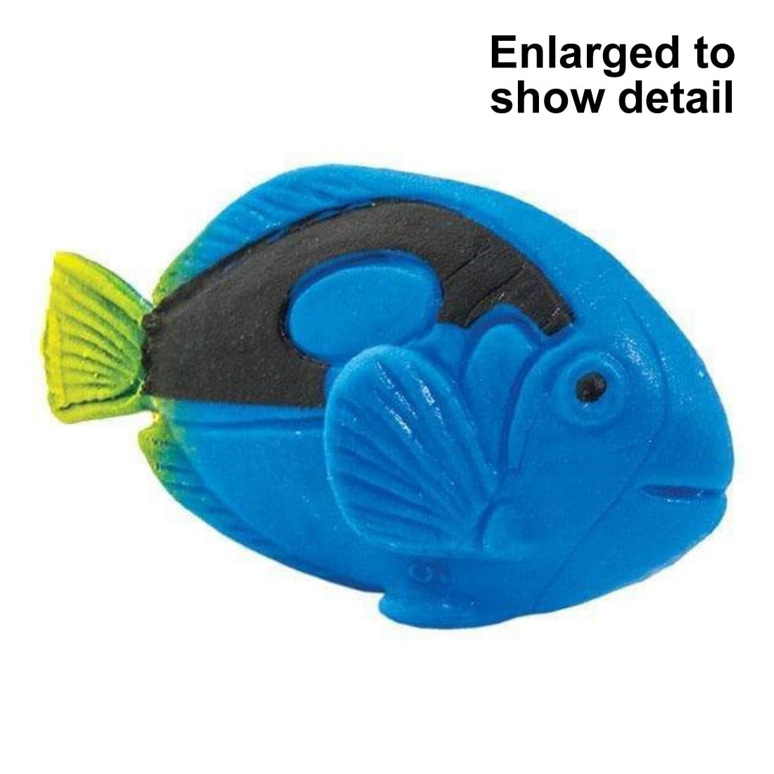 Blue Tang Mini Figurine with the text Enlarged to Show Detail