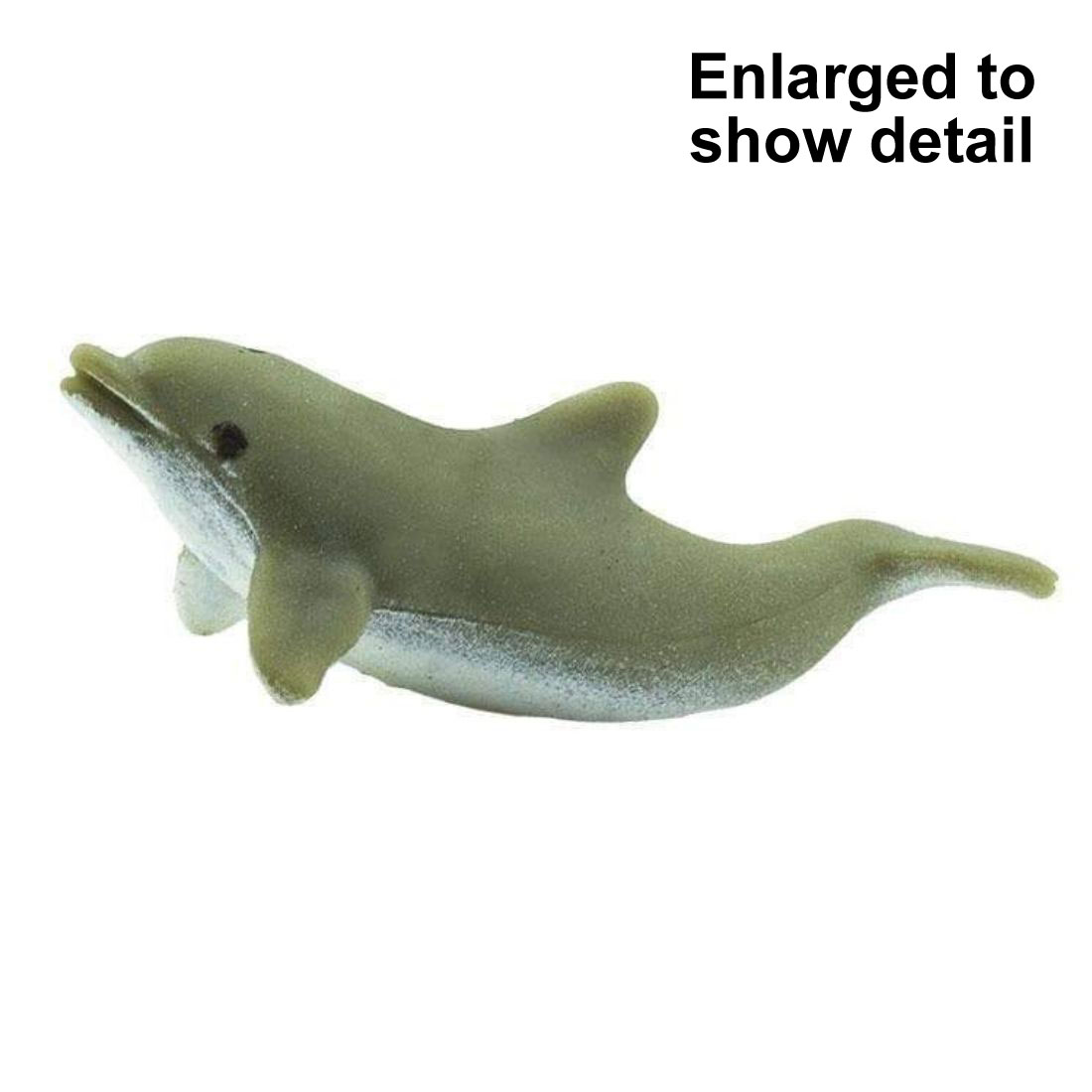 Dolphin Mini Figurine with the text Enlarged to Show Detail