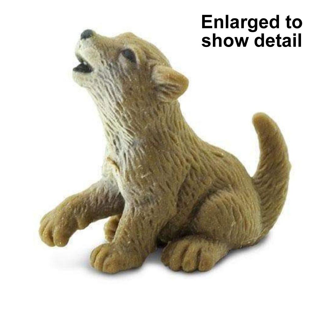 Wolf Cub Mini Figurine with the text Enlarged to Show Detail