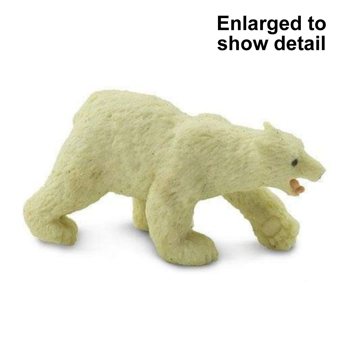 Polar Bear Mini Figurine with the text Enlarged to Show Detail