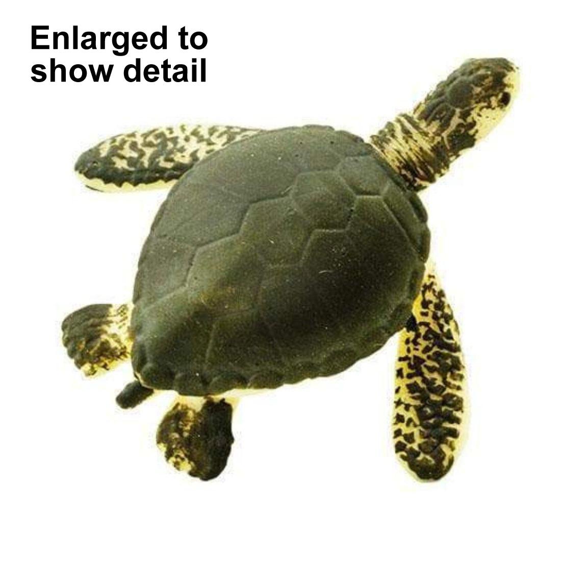 Sea Turtle Mini Figurine with the text Enlarged to Show Detail
