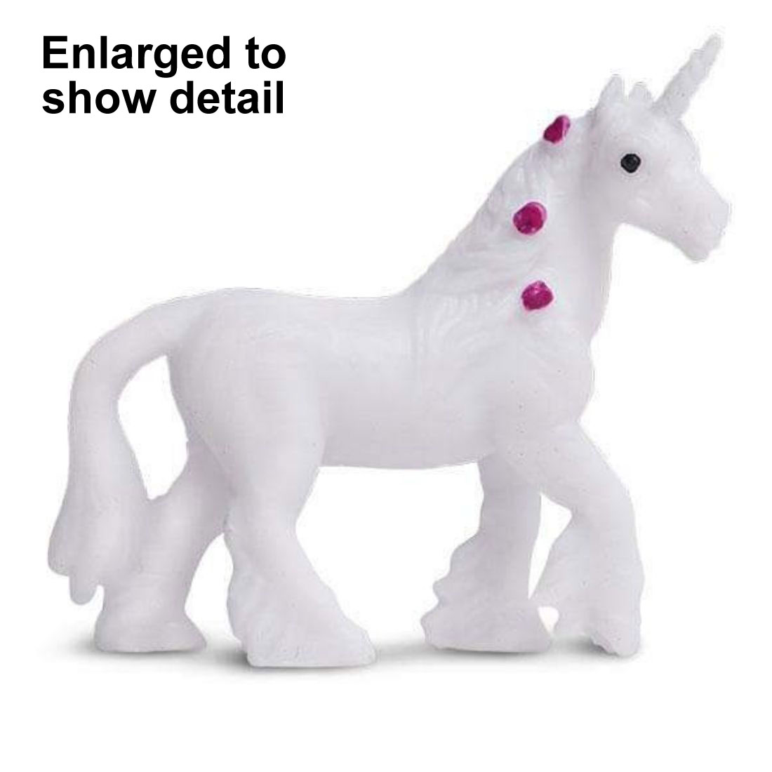 Unicorn Mini Figurine with the text Enlarged to Show Detail