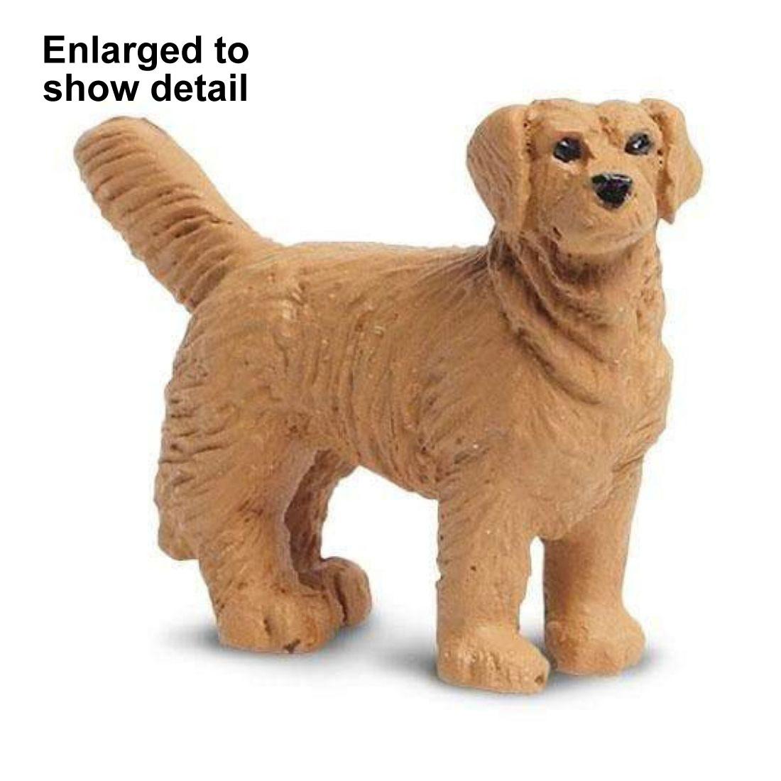 Golden Retriever Mini Figurine with the text Enlarged to Show Detail