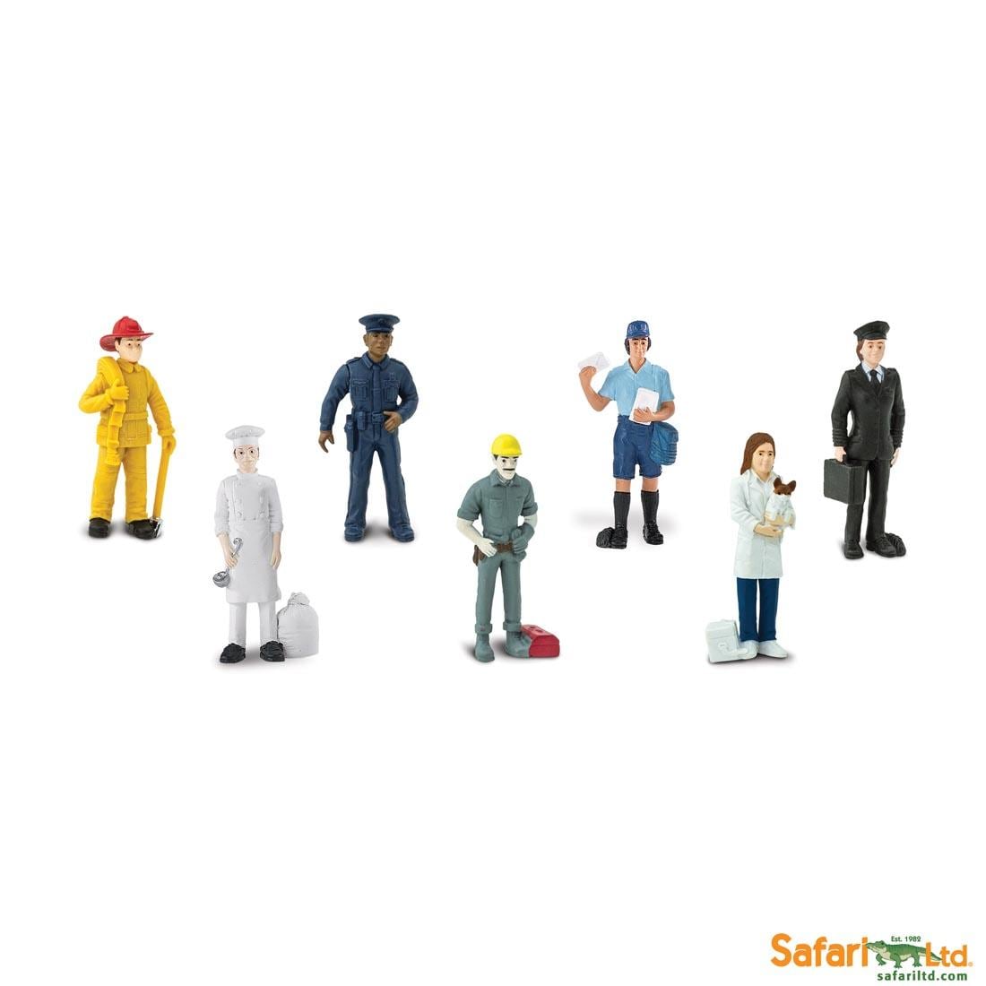 People at Work Figurines include a firefighter, policeman, mail carrier, pilot, chef, maintenance man and veterinarian