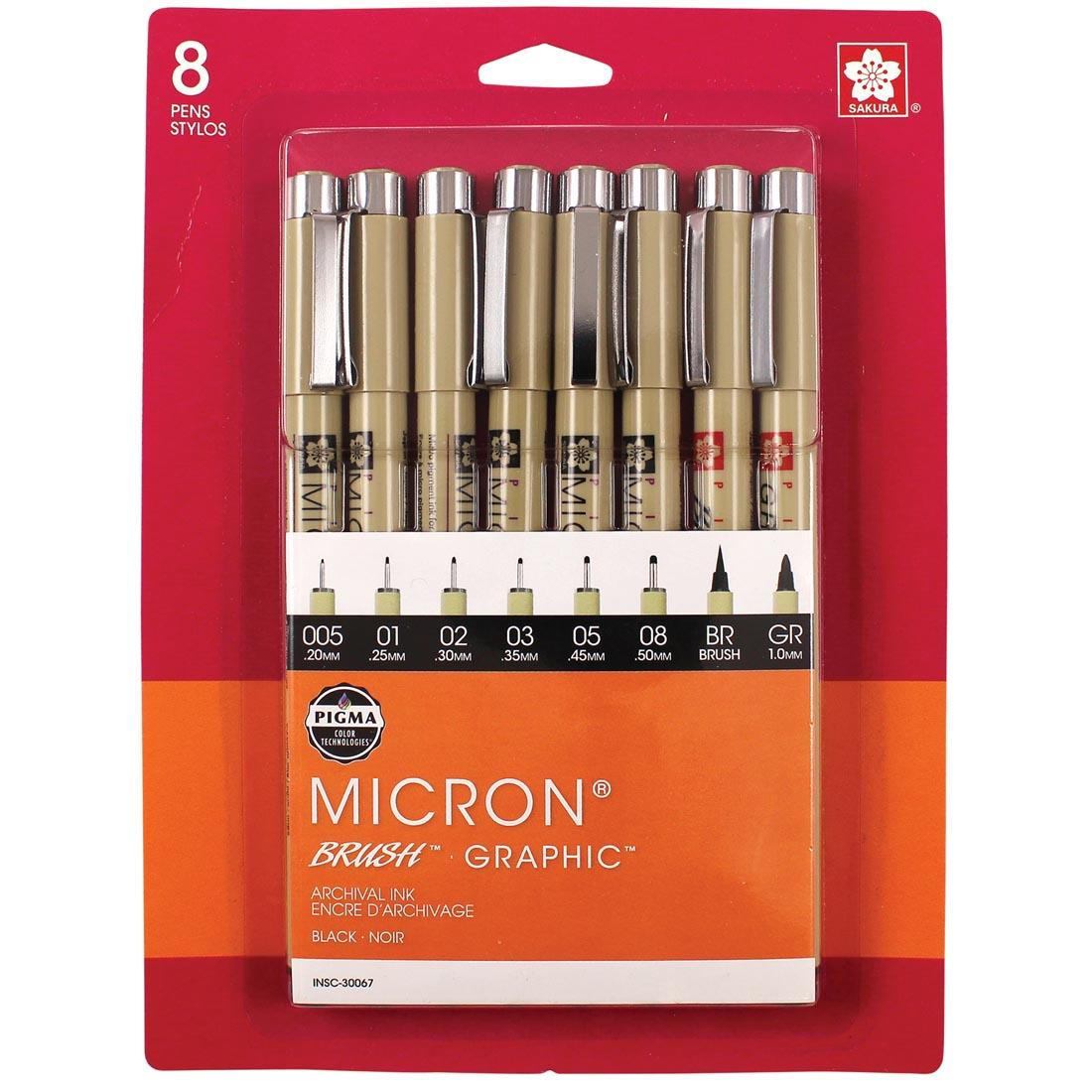 Sakura Pigma Micron Black Pens 8-Count Set