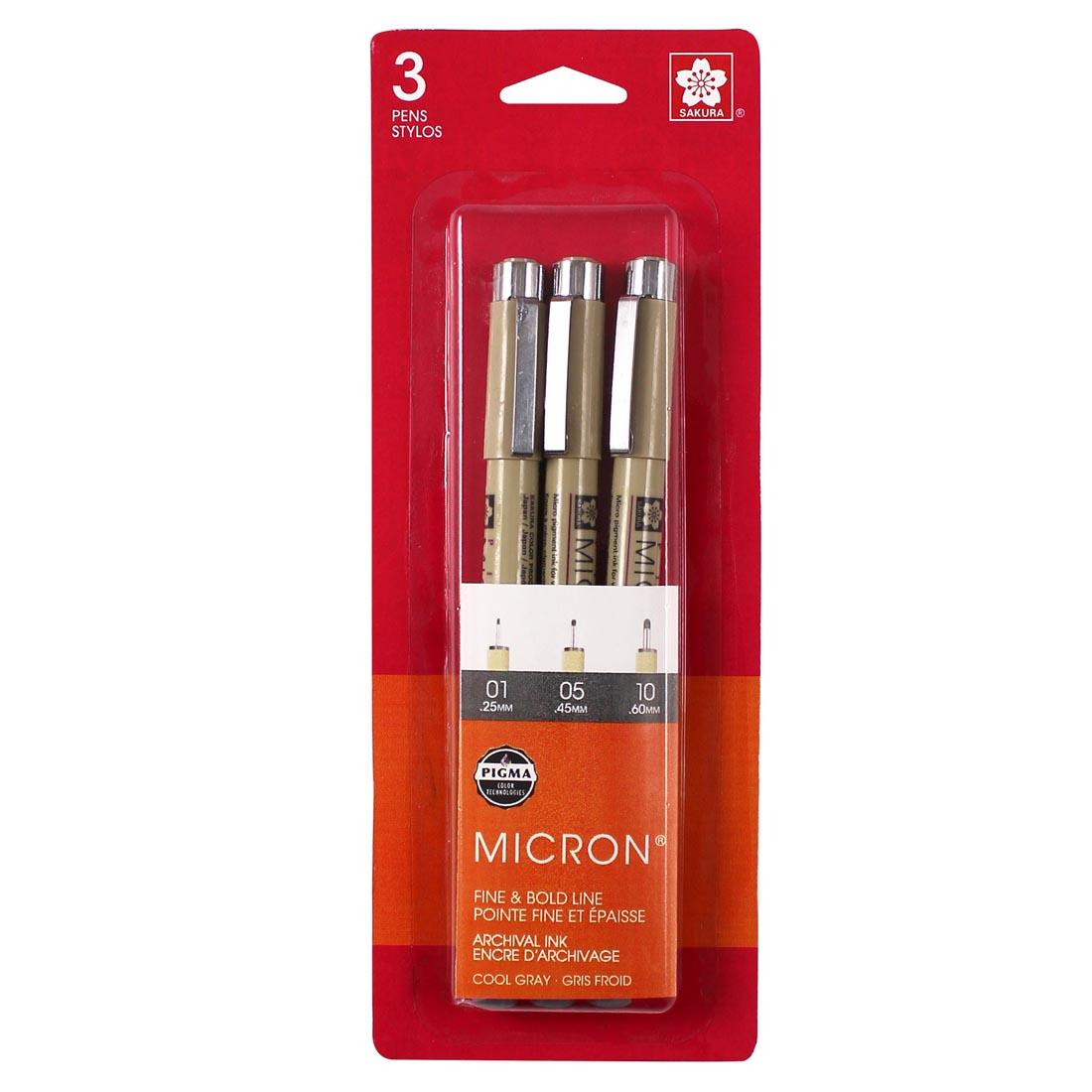 Sakura Pigma Micron 3-Count Cool Gray Pen Set