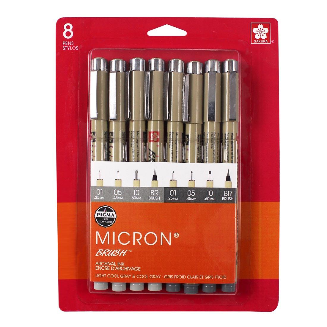 Sakura Pigma Micron 8-Count Gray Pen Set