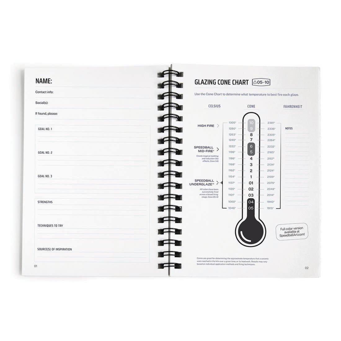 2 pages from Speedball Potter's Journey Ceramics Planner