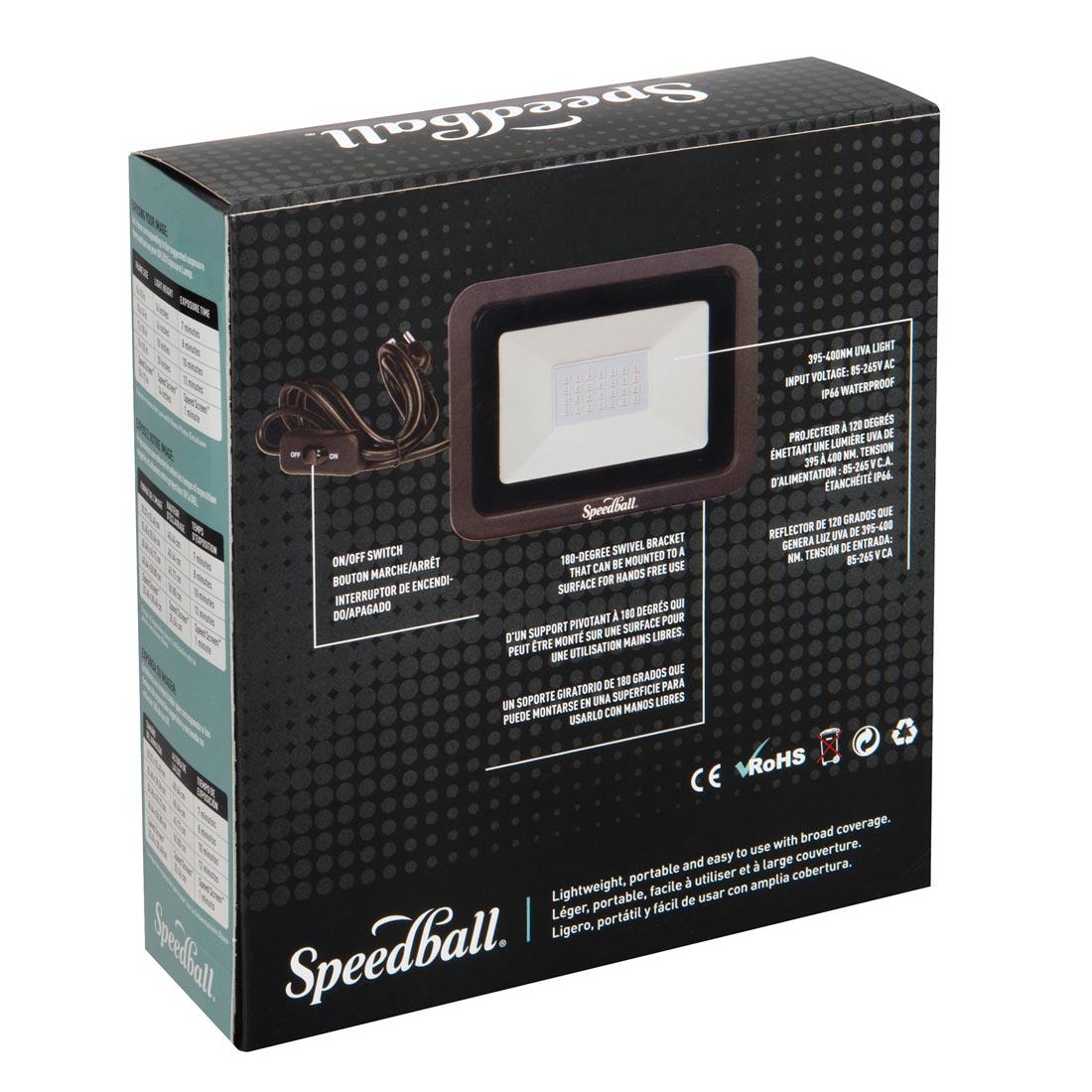 back of package for Speedball LED Exposure Lamp