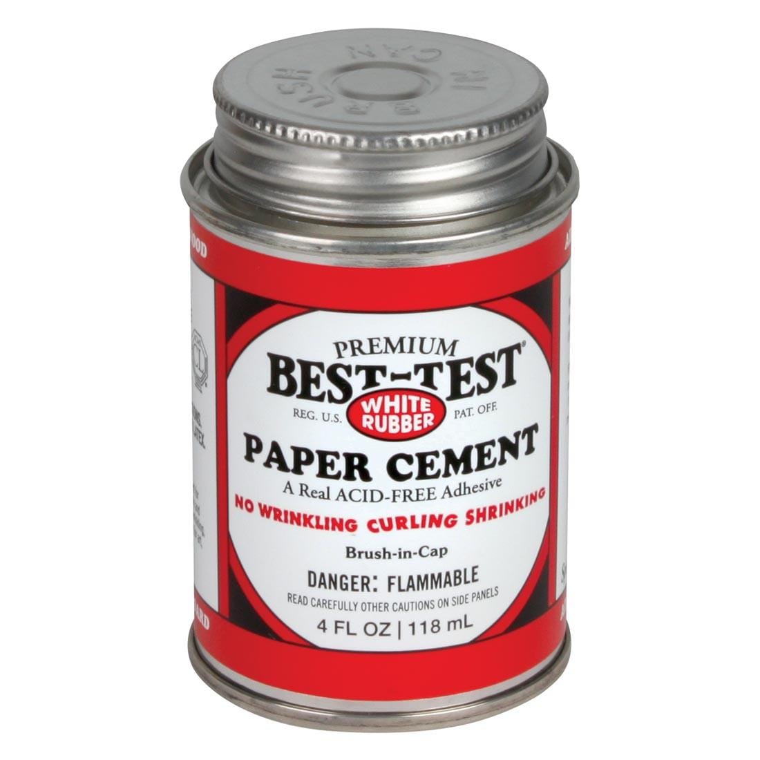 Best-Test White Rubber Paper Cement Metal Bottle