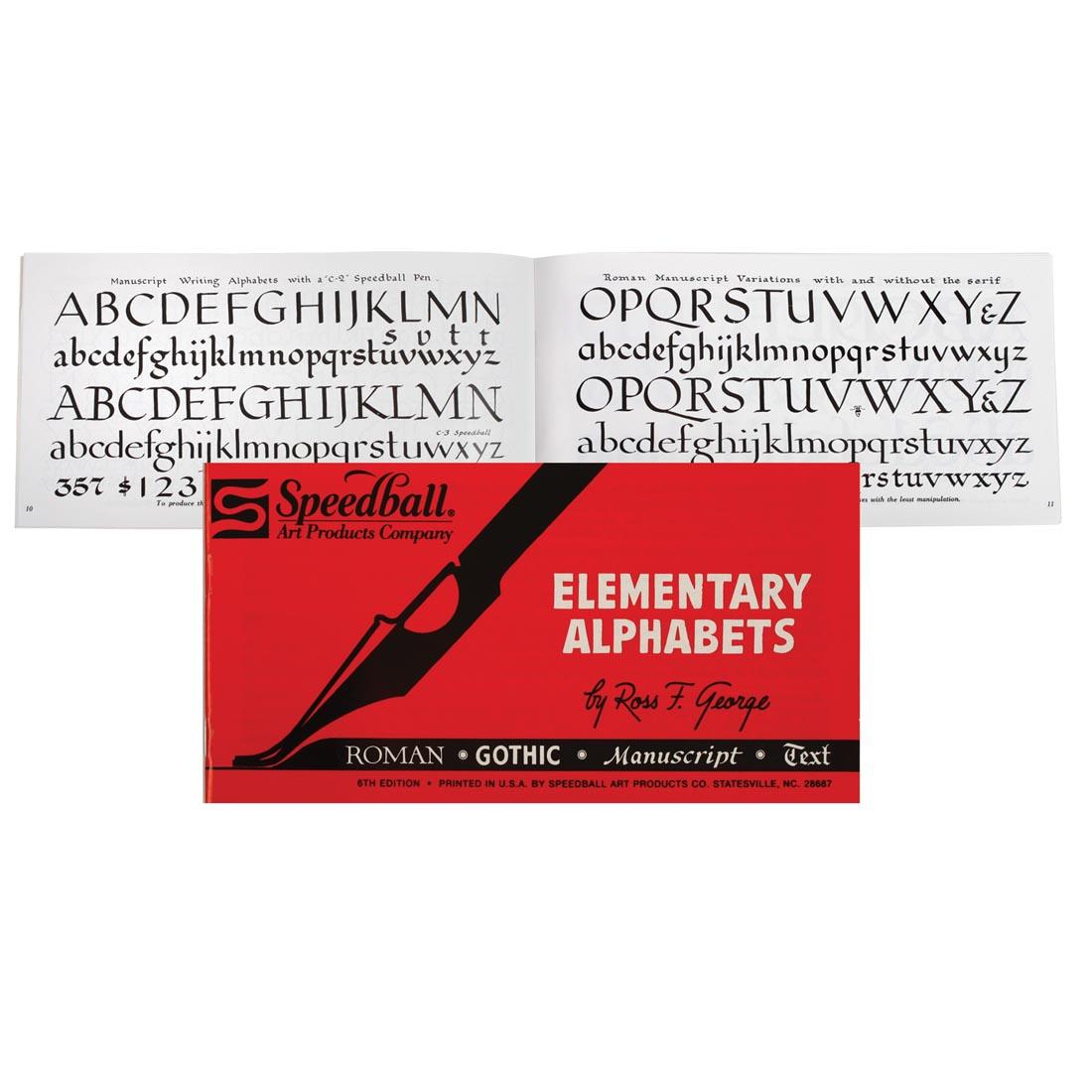 Speedball Elementary Alphabet Book shown both open and closed