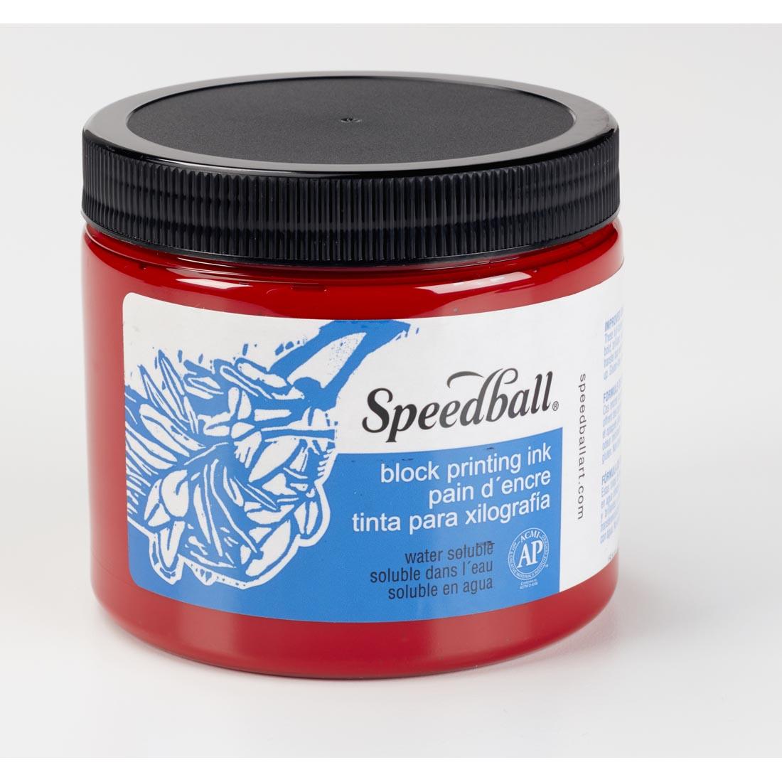 Jar of Red Speedball Water-Soluble Block Printing Ink