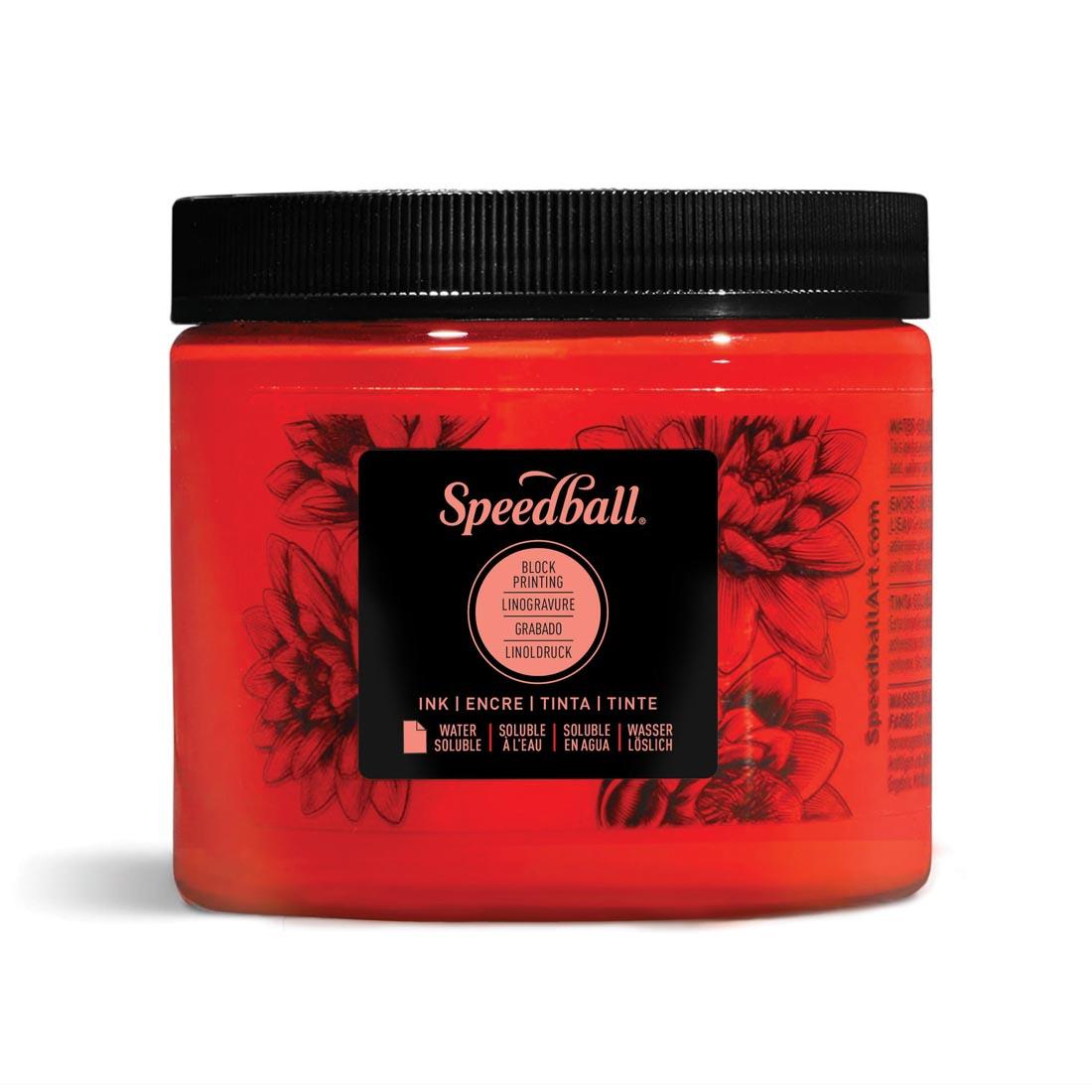Jar of Red Speedball Water-Soluble Block Printing Ink