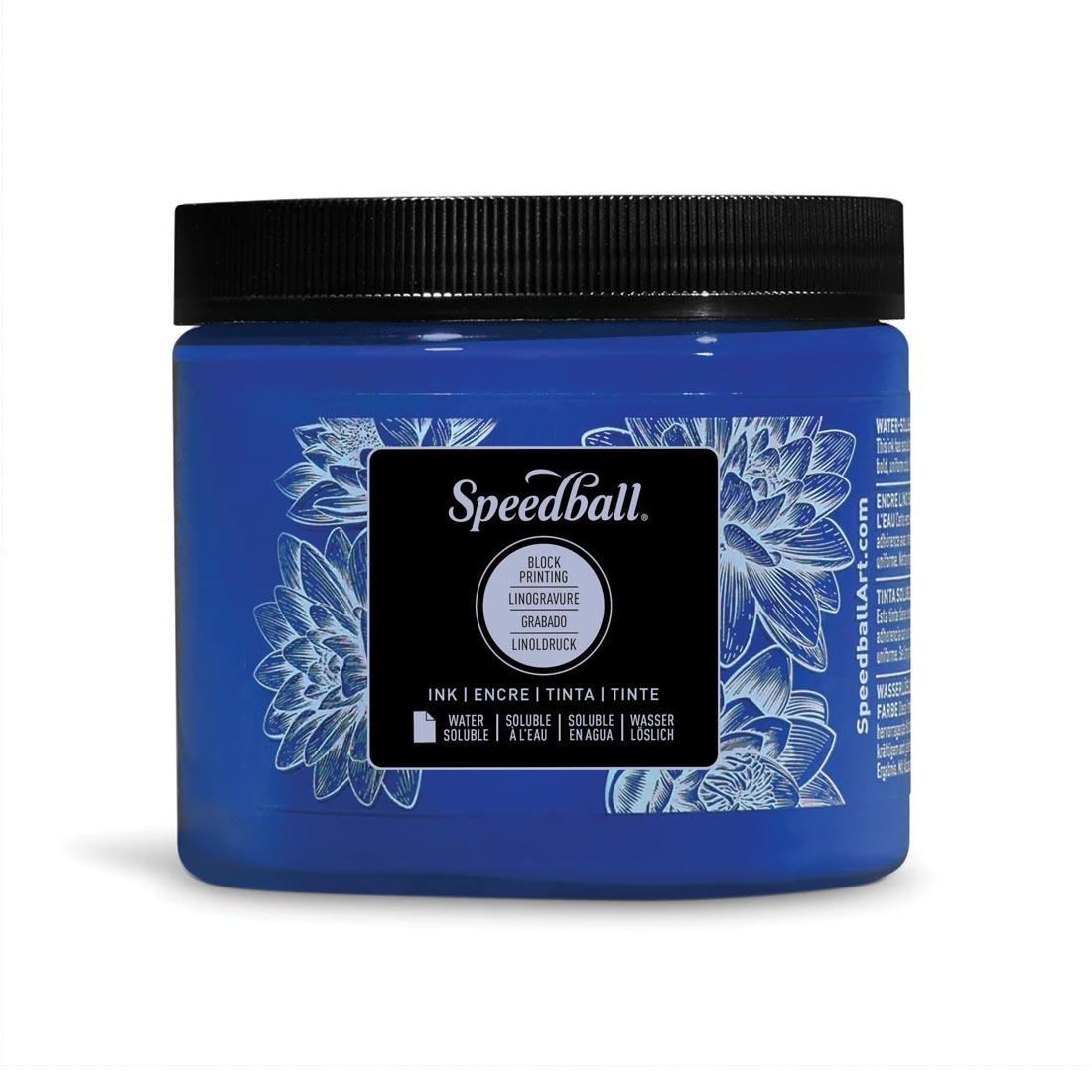 Jar of Blue Speedball Water-Soluble Block Printing Ink
