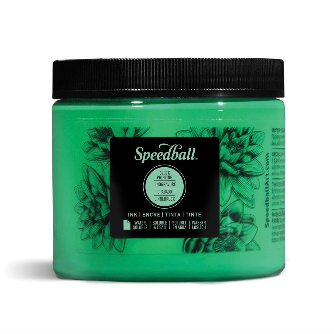 Jar of Green Speedball Water-Soluble Block Printing Ink