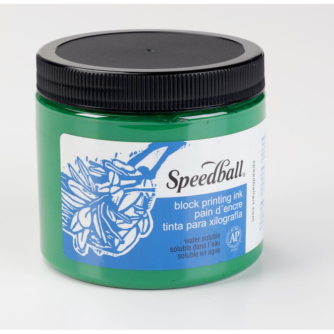 Jar of Green Speedball Water-Soluble Block Printing Ink