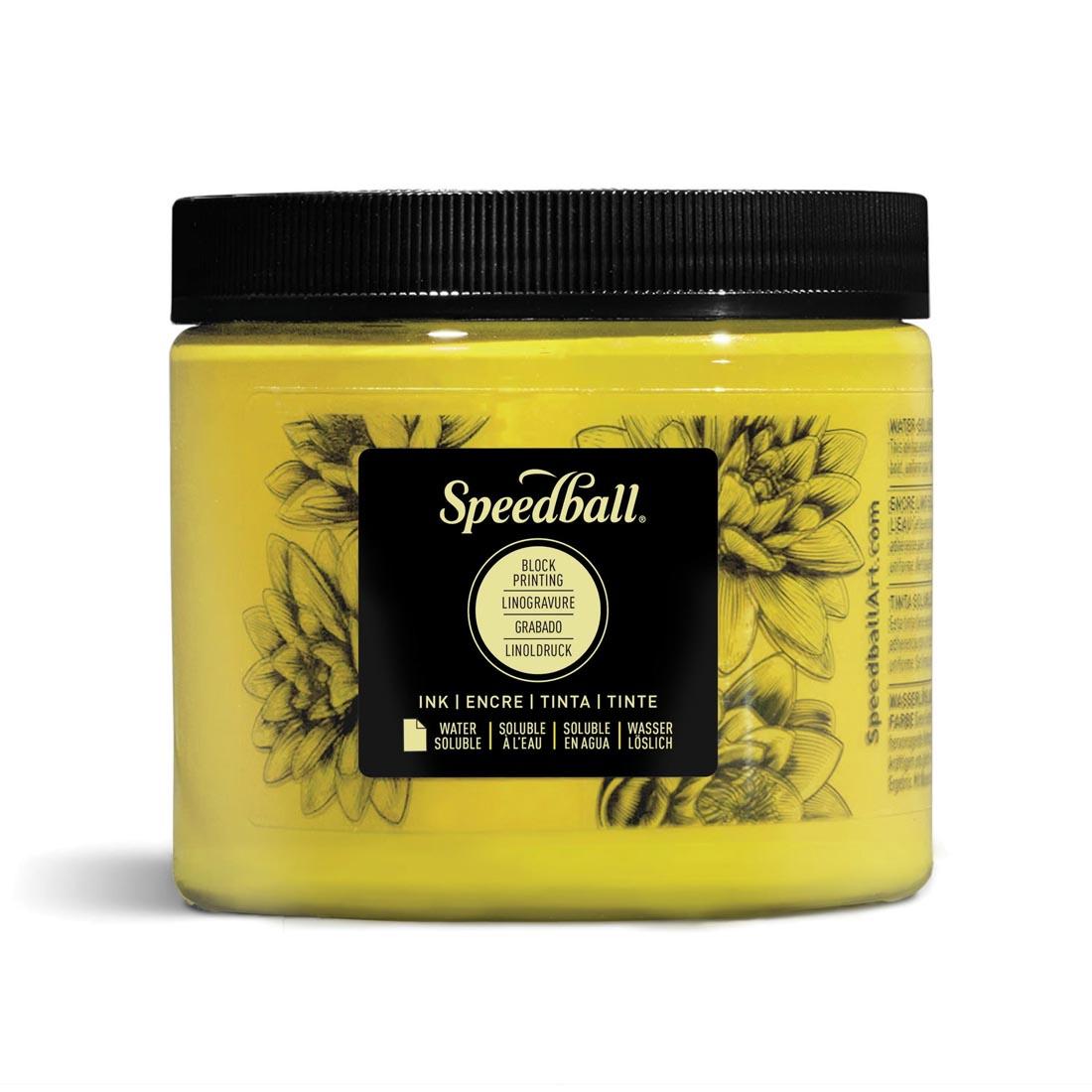 Jar of Yellow Speedball Water-Soluble Block Printing Ink