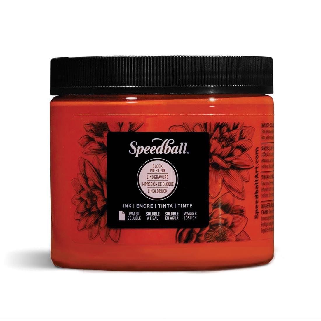 Jar of Orange Speedball Water-Soluble Block Printing Ink