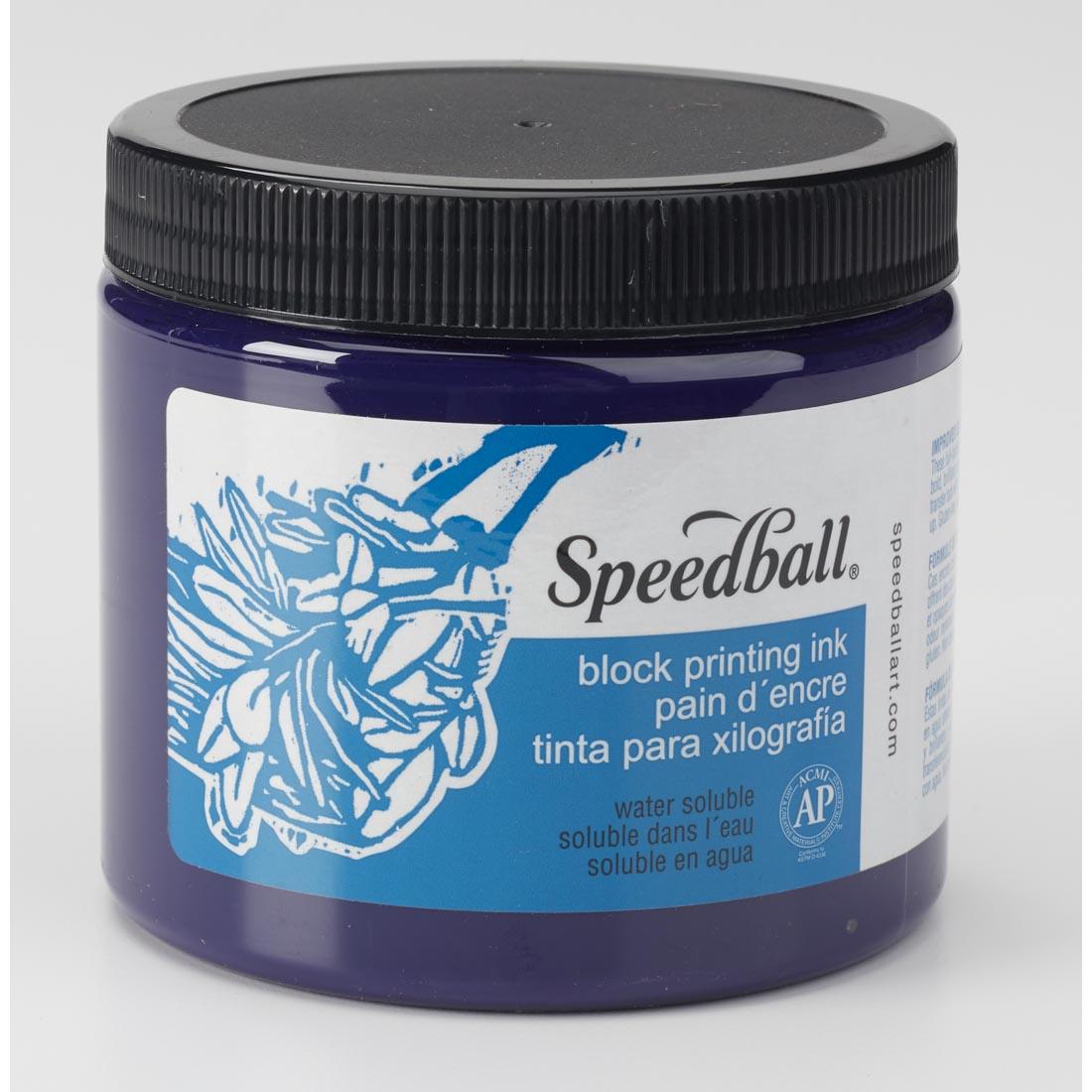 Jar of Violet Speedball Water-Soluble Block Printing Ink